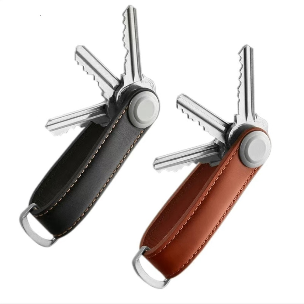 Black Leather Key Organizer Organization Holder Keychain Accessory Wallet